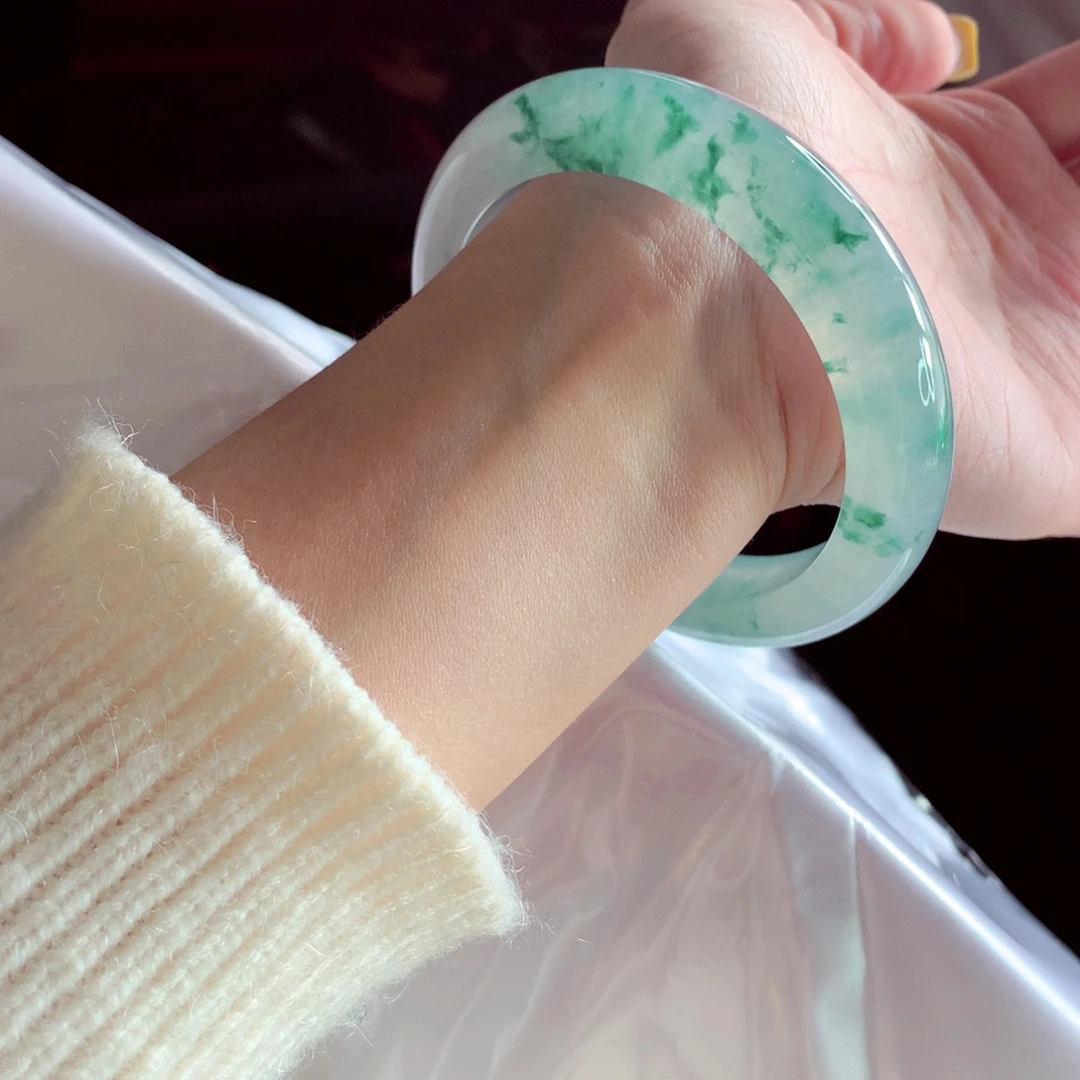 翡翠未镶嵌手镯57.2 绝美意境兰花 灵