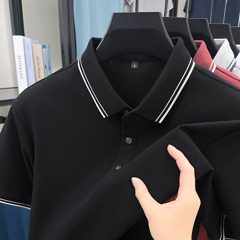 2025夏季新款100棉短袖男款polo衫男T恤百搭简约休闲商务款潮流