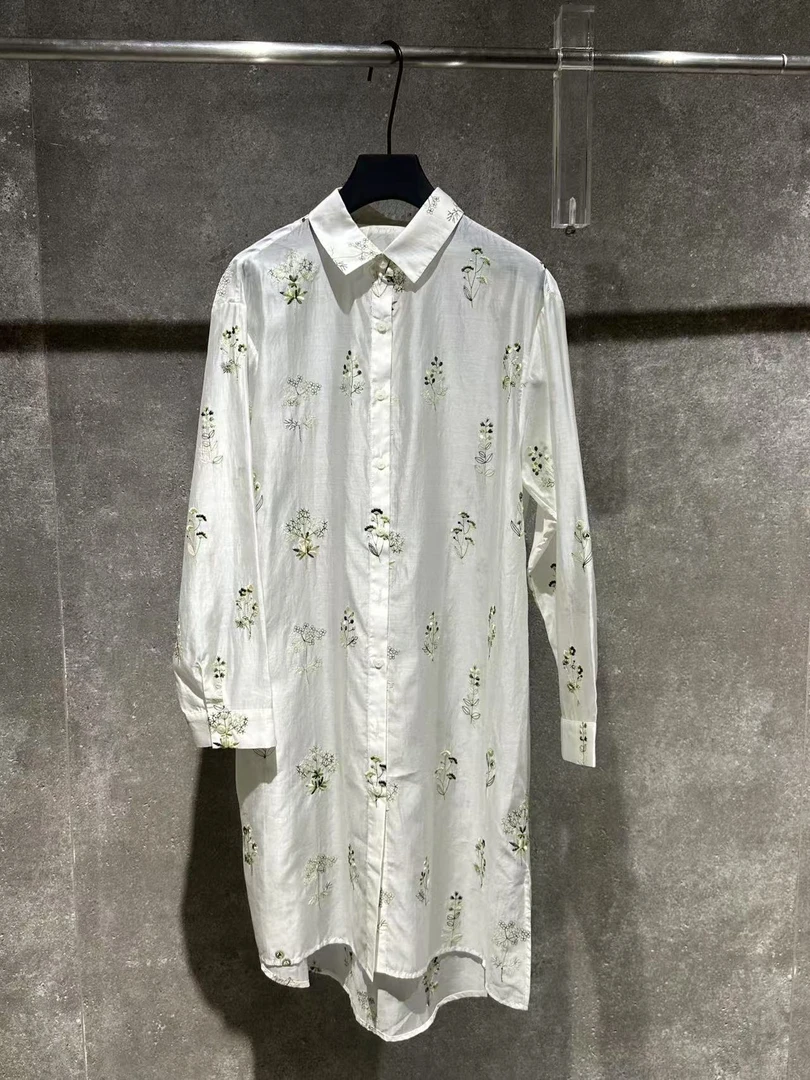 【Ann.G】79 女装时尚气质百搭显瘦翻领系扣碎花宽松长袖衬衫