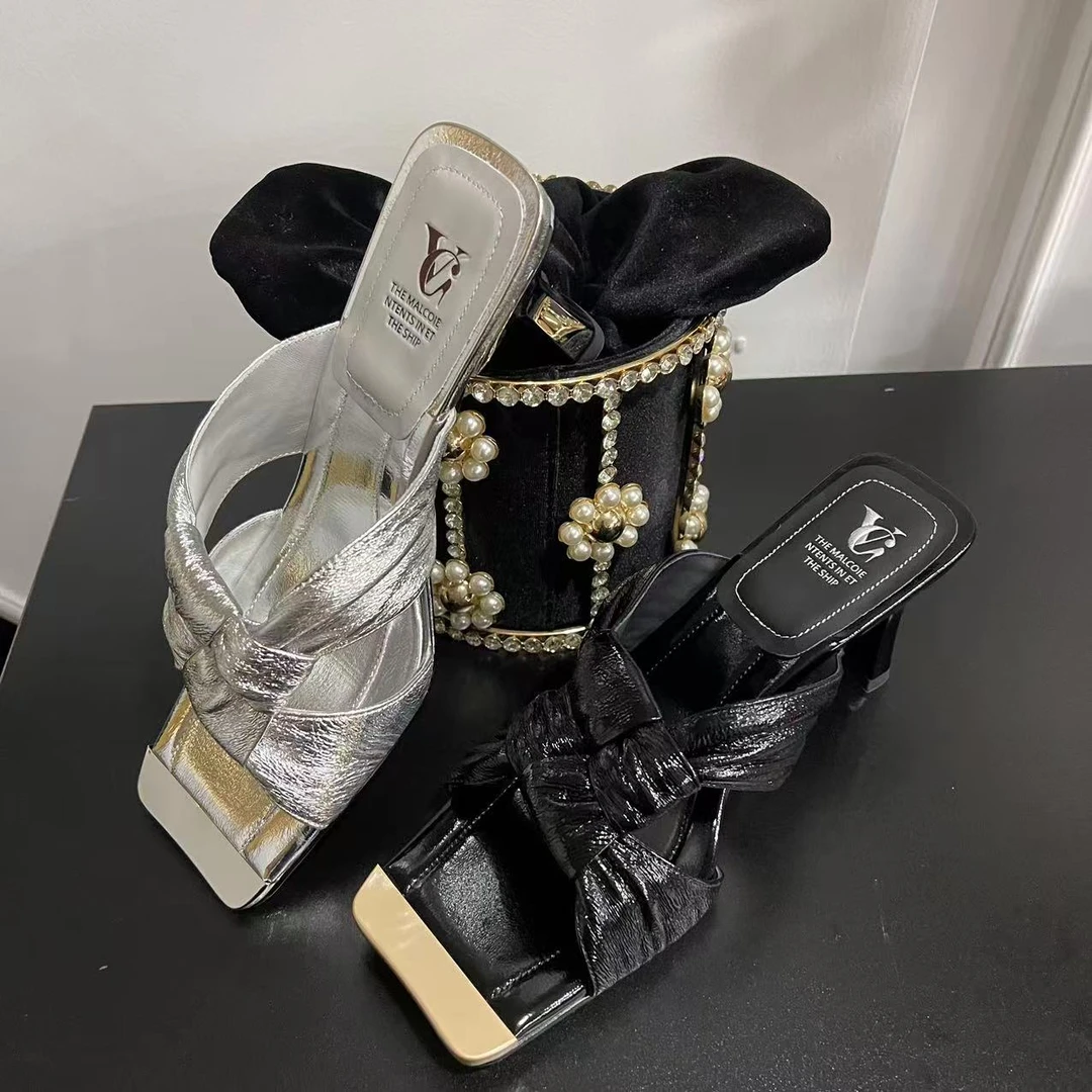 【刘公子】2025夏新款气质百搭露趾透气软皮时尚拖鞋-5cm