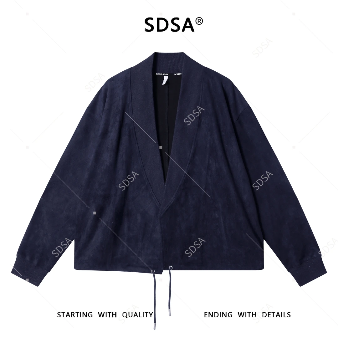 SDSA男士秋冬新款痞帅男装简约新中式纯色下摆松紧夹克外套百搭