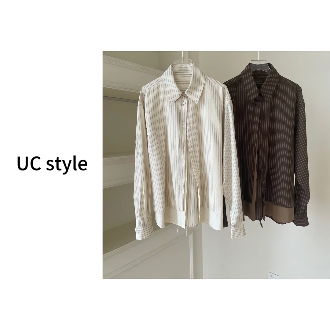 【UCSTYLE】A8979条纹衬衫设计感通勤显瘦长袖主播穿S码
