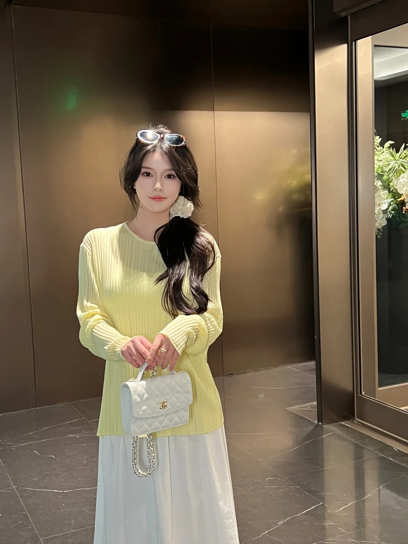 【BAGALIO】绵羊毛条纹坑条针织衫上衣 494