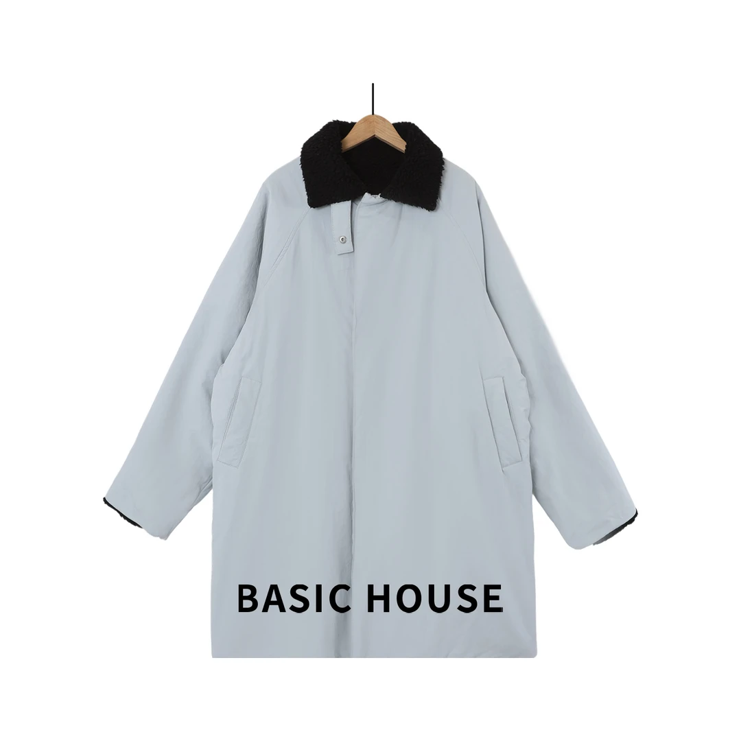 Basic House/百家好秋冬时尚百搭显瘦气质翻领上衣IS12-1