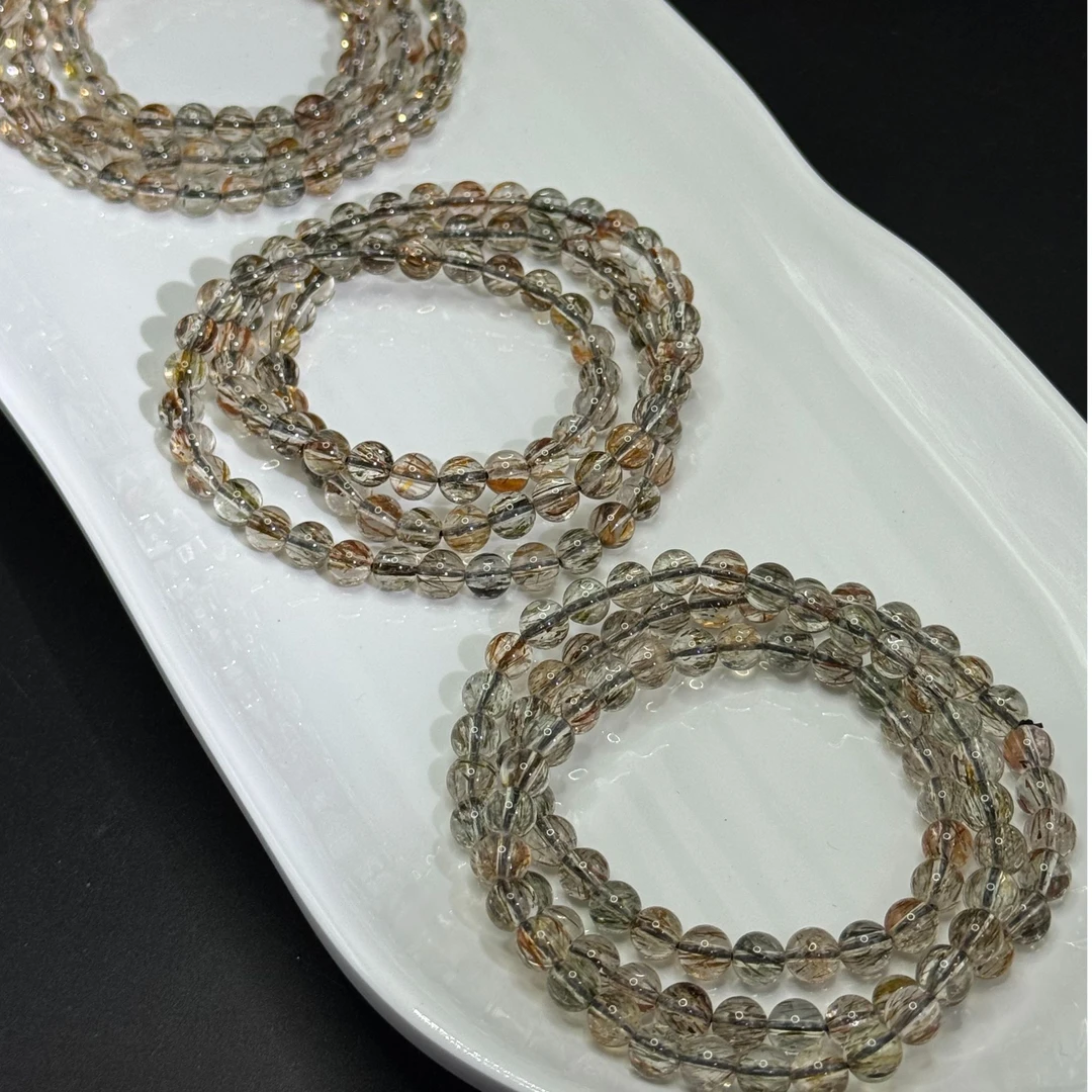 【父子珠宝】纯天然透体精品黑金超七三圈手链 K255 多样性发其一