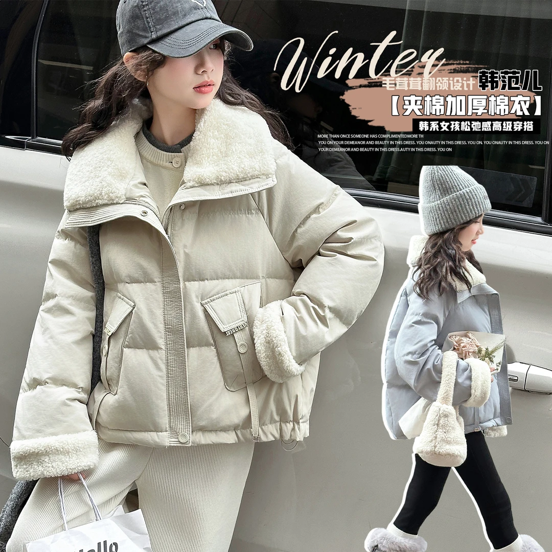 女童冬季棉服2025新款6-12岁中大童洋气时髦加厚棉袄冬装保暖外套