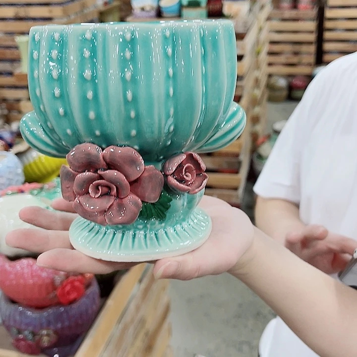 有孔，凑10元包邮陶瓷花盆发货！