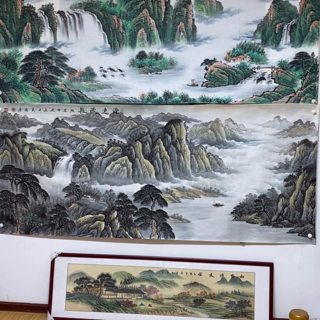 国画隔****架2.4米长的一副淡彩色