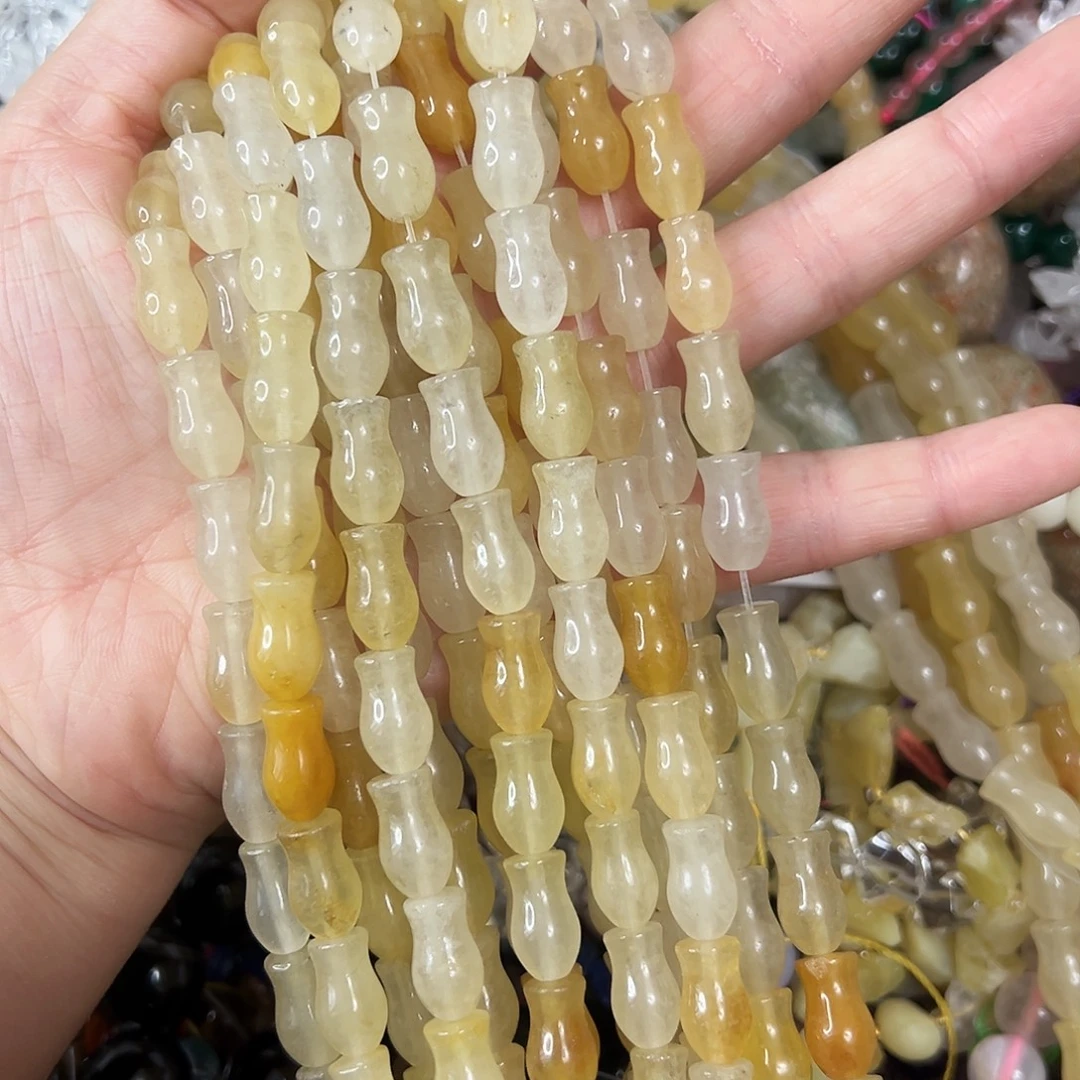 玛瑙/玉髓未镶嵌珠宝半成品，金丝玉花瓶一条