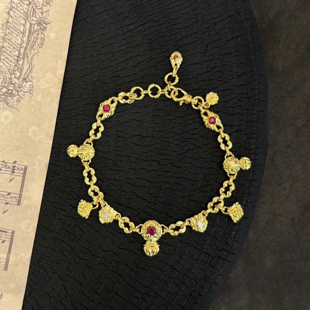 【金娜娜】新品!蔷薇古堡手链 足金999 细工正品 手工实心錾刻精致