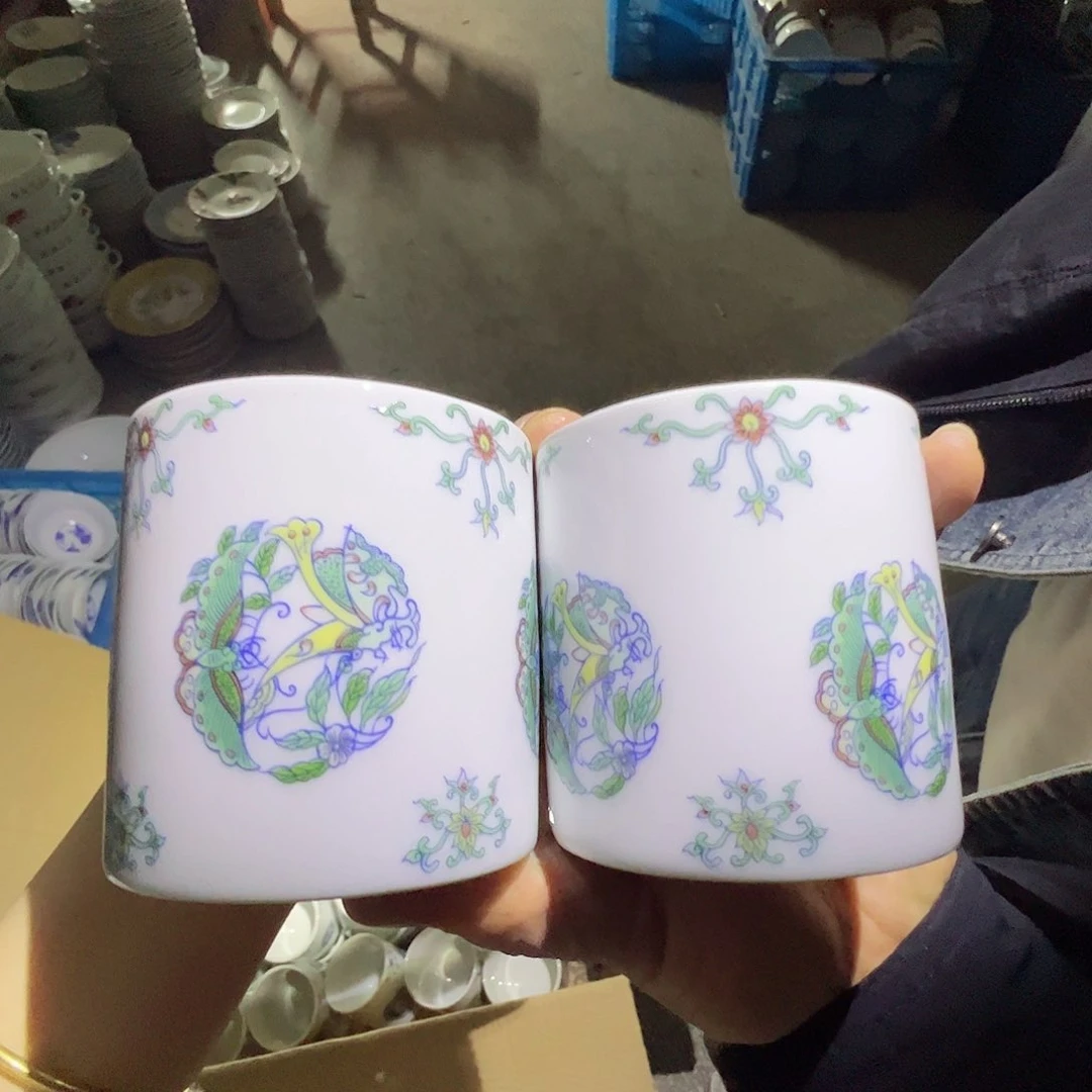 瓷景德镇高温陶瓷团蝶2只