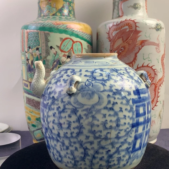 陶其他6999瓷器—青花缠枝莲纹喜字四系壶