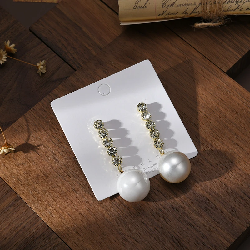 合金仿珍珠耳饰 法式优雅长款耳环女轻奢高级感简约时尚大气耳饰