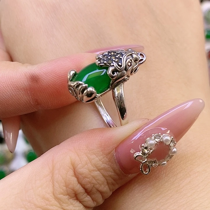 银S925镶嵌戒指玛瑙/玉髓