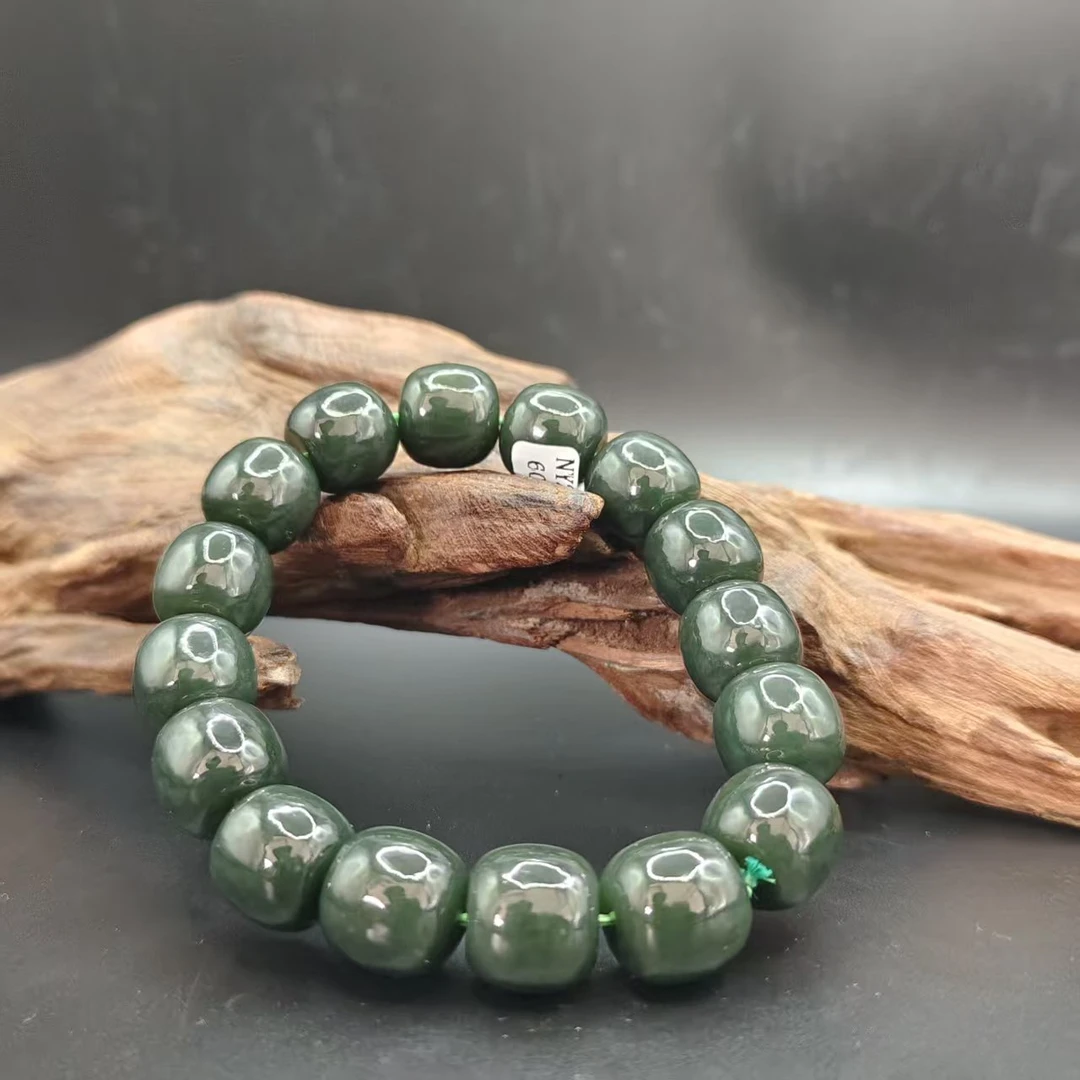 Z和田玉且末桶珠手串（卡14）0401