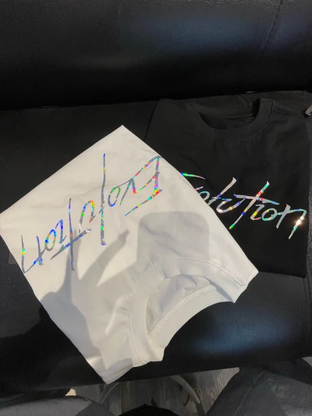 【郭郭童品】木➕英文镭射短袖坎肩T恤91290