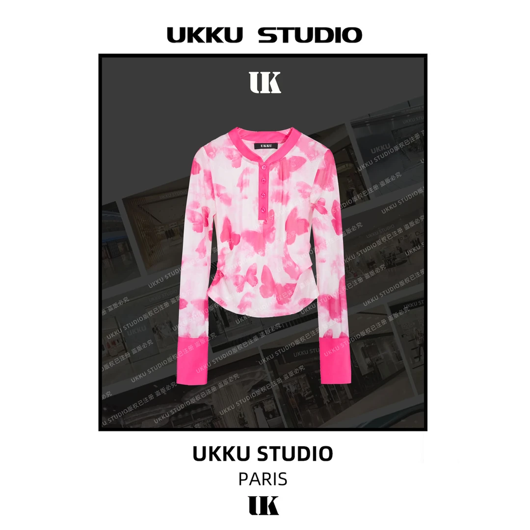 ZX【UKKUSTUDIO】气质修身防晒蝴蝶拼接休闲运动卫衣513968