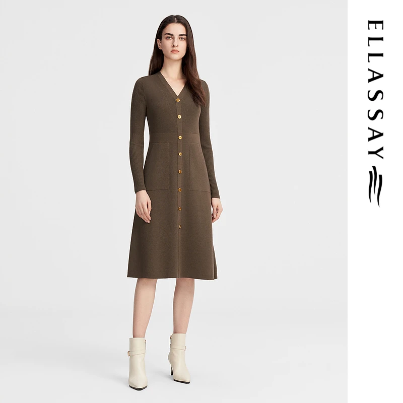 【粉丝专享】ELLASSAY歌力思春针织连衣裙女EWW343M04300