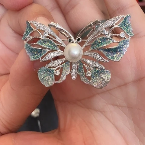 拼合珍珠（马贝珠）胸针未镶嵌