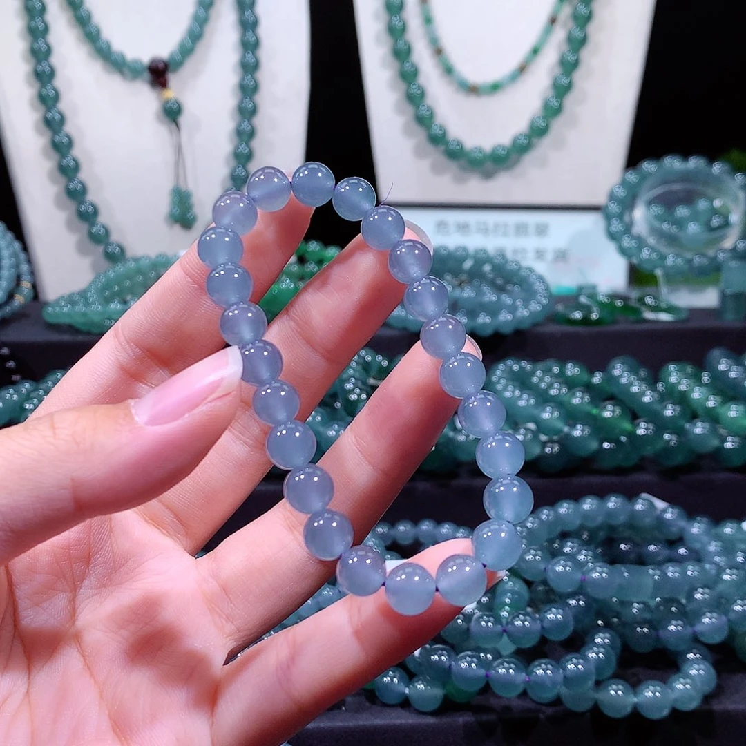 a***o翡翠未镶嵌手链天然a货翡翠手串7.8