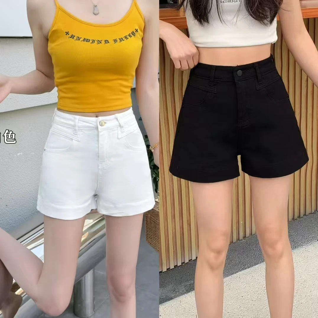 薄款高腰高弹力无弹夏季遮肉短裤韩版休闲纯色热裤弹力修身