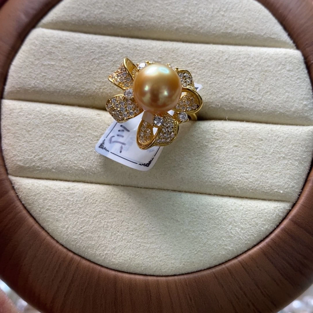 海水珍珠戒圈银S925镶嵌