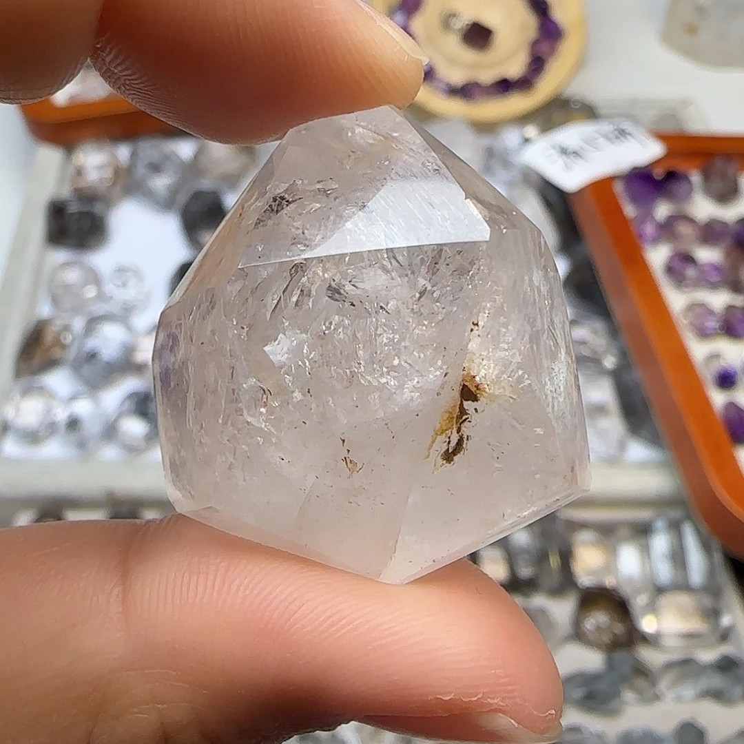 珠宝半成品未镶嵌水晶双水胆闪灵随形