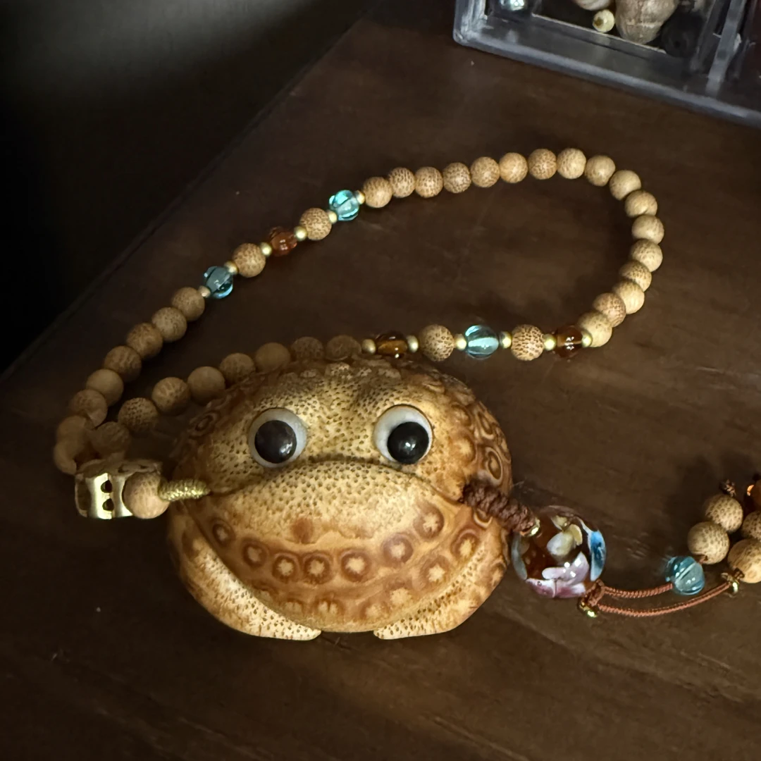 【四个二】手作竹根雕金蟾手把件