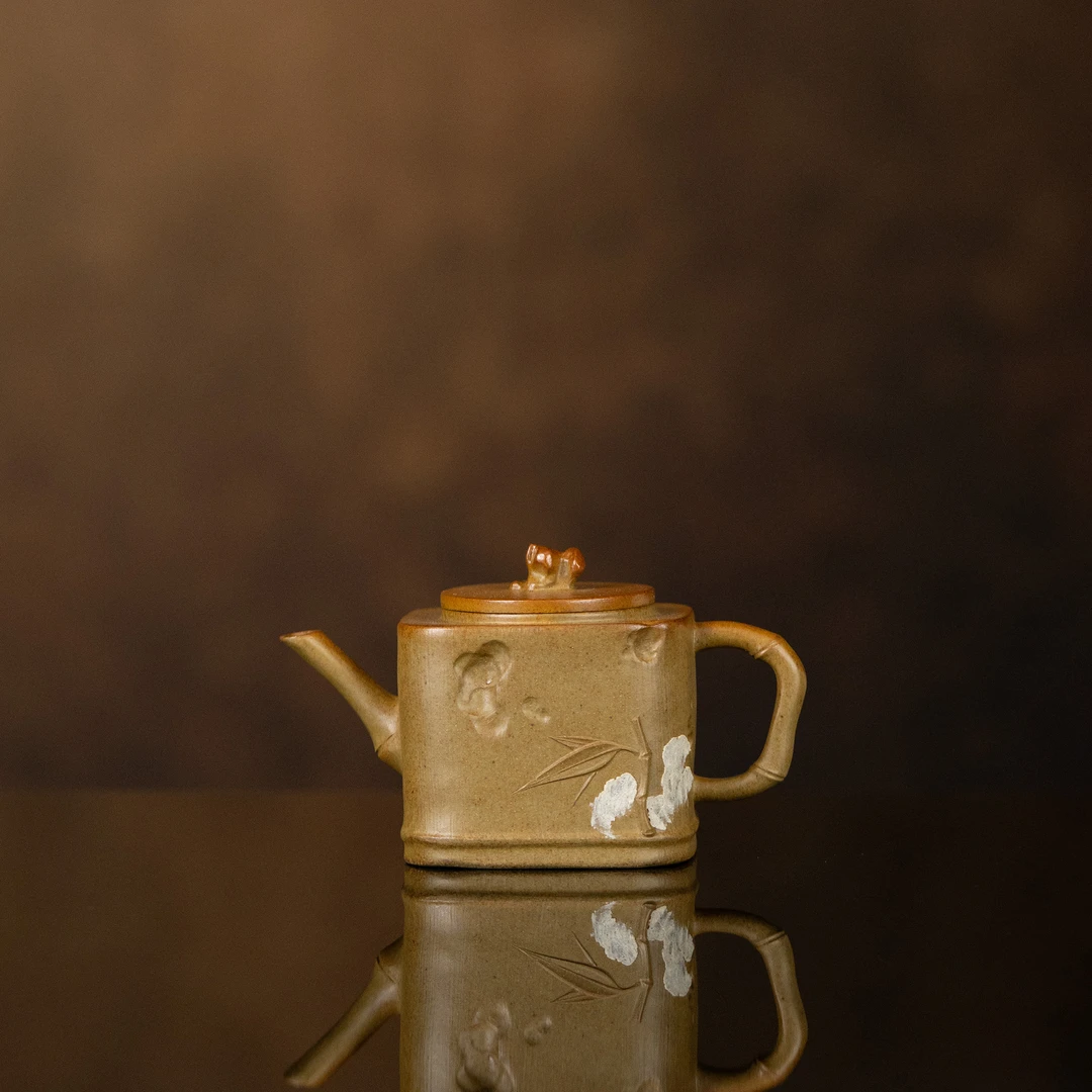 【利贞l竹枝壶】原矿段泥柴烧 约130cc 手工制作 紫砂壶茶具THF