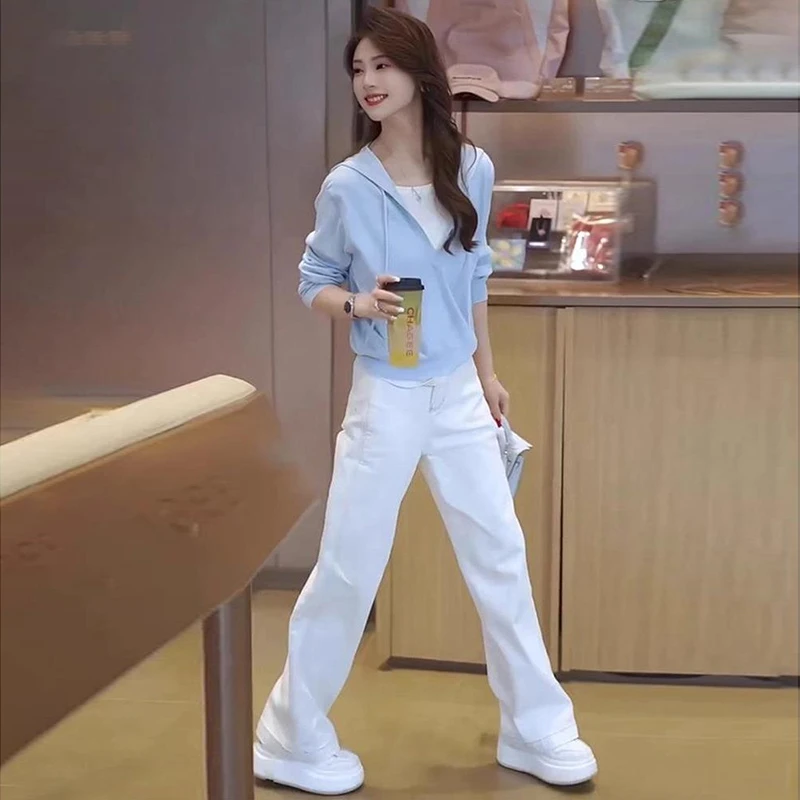 大码假两件连帽针织衫2025春秋季新款胖mm宽松遮肉显瘦长袖上衣潮