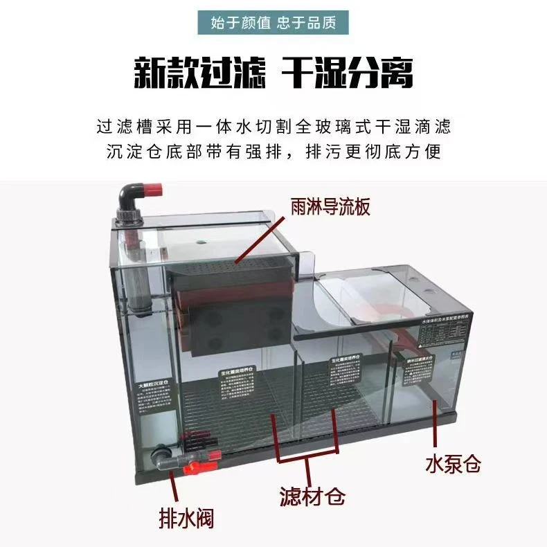 鱼缸底滤缸过滤系统底滤仓下过滤箱鱼缸改底滤全套过滤器干湿分离