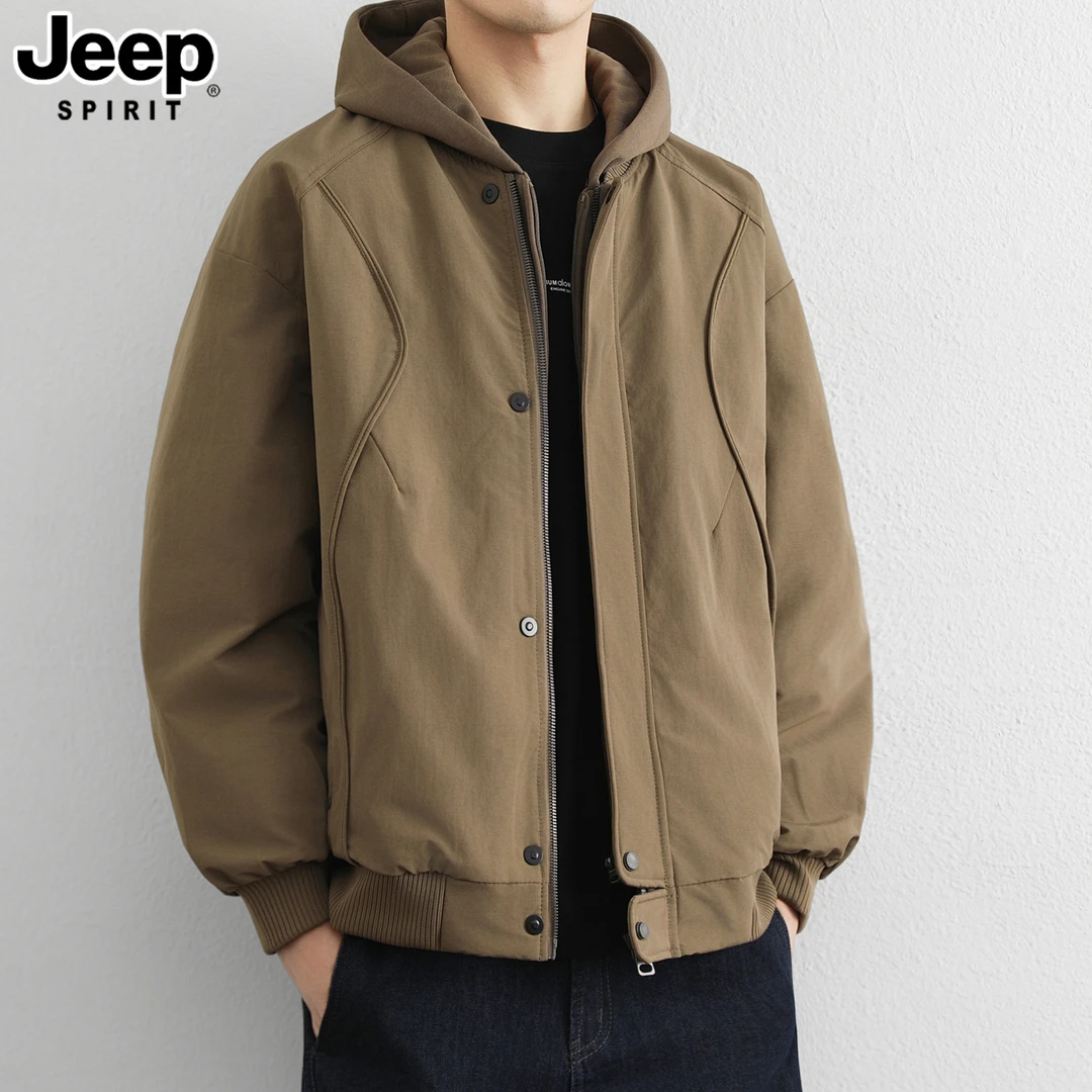 JEEPSPIRIT吉普冬季新款男士轻薄羽绒服短款宽松工装夹克保暖防风
