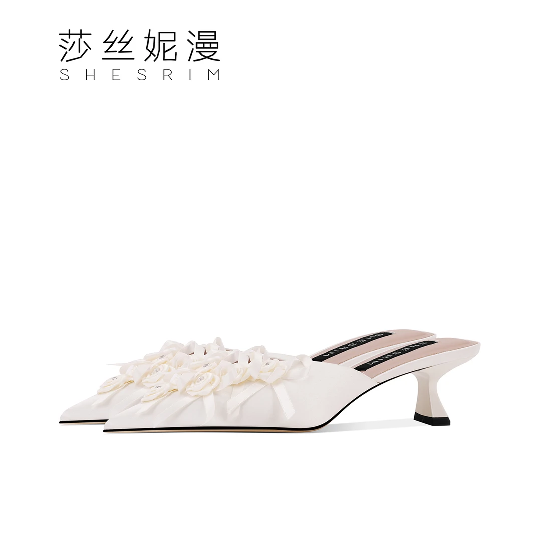 319-夏季包头凉拖轻奢拖鞋山茶花系列气质黑色女士时尚包头新款