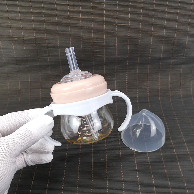 1岁宝宝喝水直饮吸管奶瓶宽口径PPSU直通小号120ml婴儿手柄学饮杯