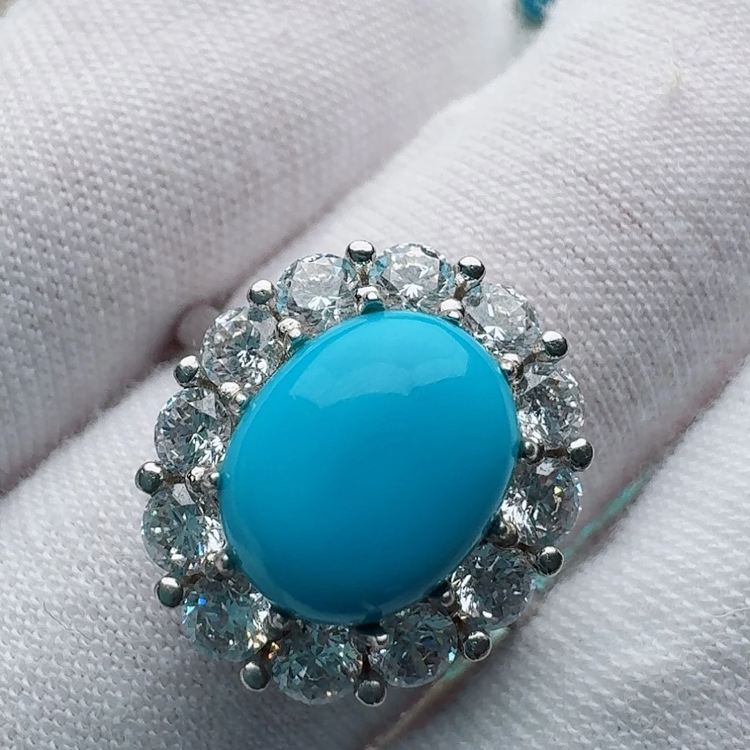 绿松石银S925镶嵌戒指