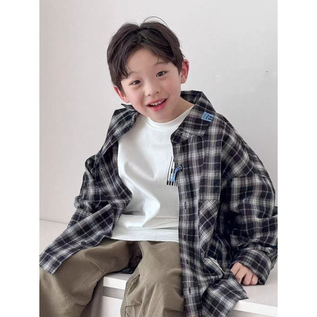 【C TING】新款亲子装童装男女童刺绣格子衬衫-2002