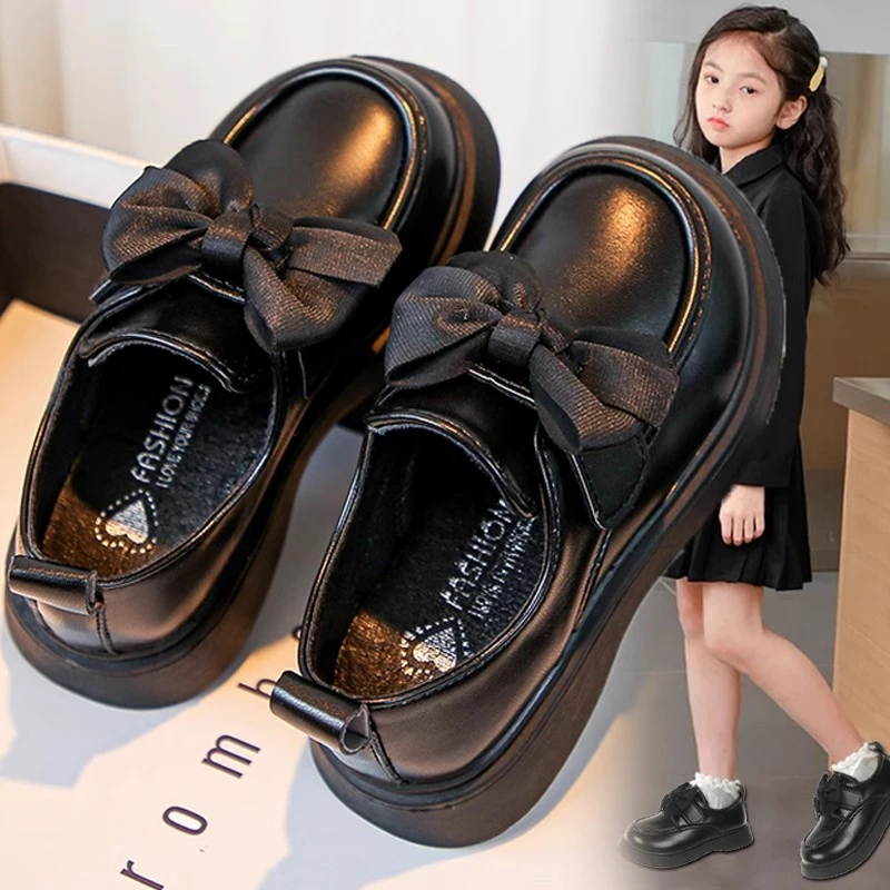 ABC儿童小皮鞋2025秋季新款女童鞋子软底英伦风公主鞋黑色单鞋爆