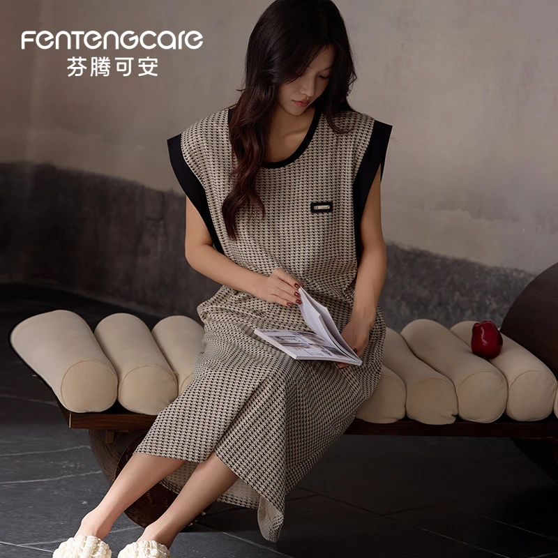 芬腾可安2025【带胸垫】纯棉睡裙女夏季宽松薄款背心裙中长款高级感
