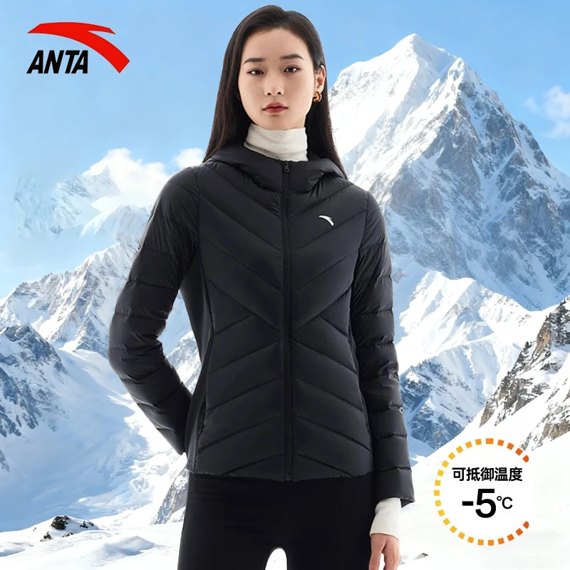 安踏羽绒服女款秋冬季三防面包服女保暖防风棉服超轻鸭绒外套女