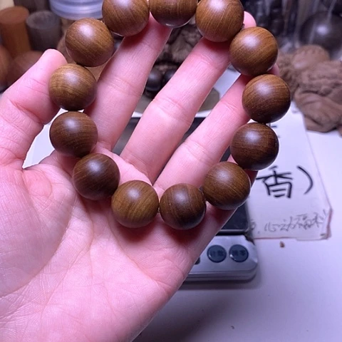 檀香木手串/手链檀香黑肉1.8/13横纹虎皮沉