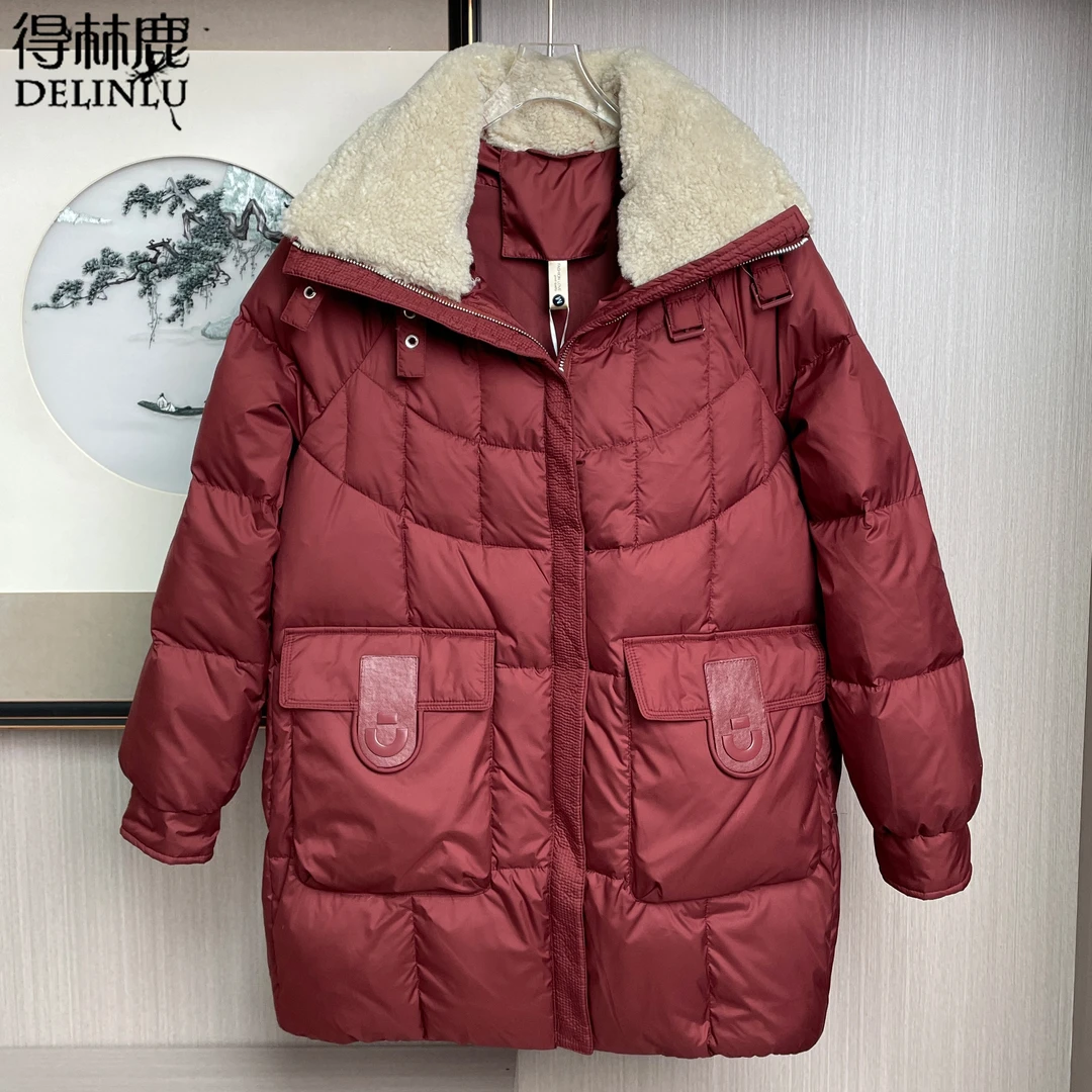 中年妈妈冬装时尚羽绒服女中长款2024中老年女装加厚保暖棉袄外套