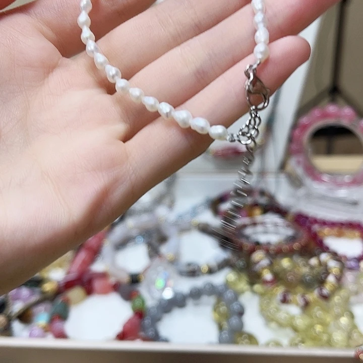 纯铜石英石珠珠手链