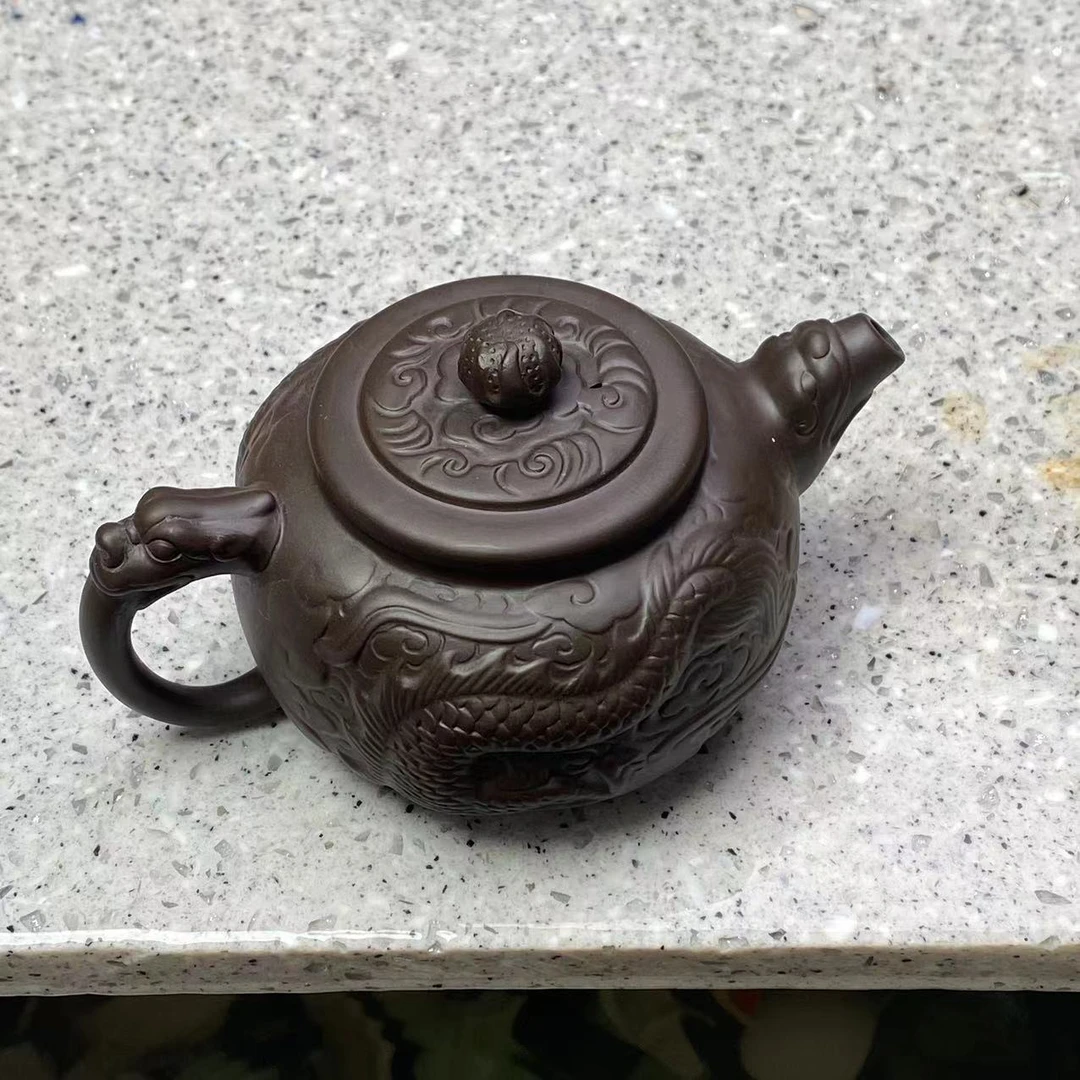 【闪购商品】原矿浮雕龙腾盛世凤鸣壶