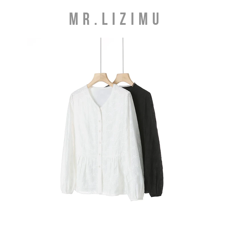 李子木先生夏季法式刺绣短袖衬衫花边蓬蓬遮肚子上衣老钱风松弛感