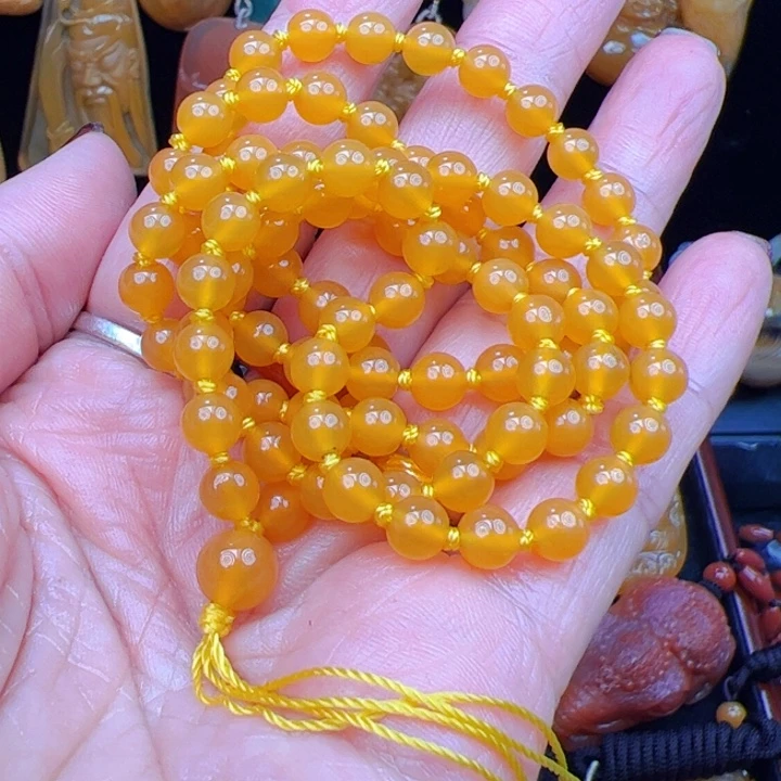 石英质玉（黄龙玉）合金颈饰