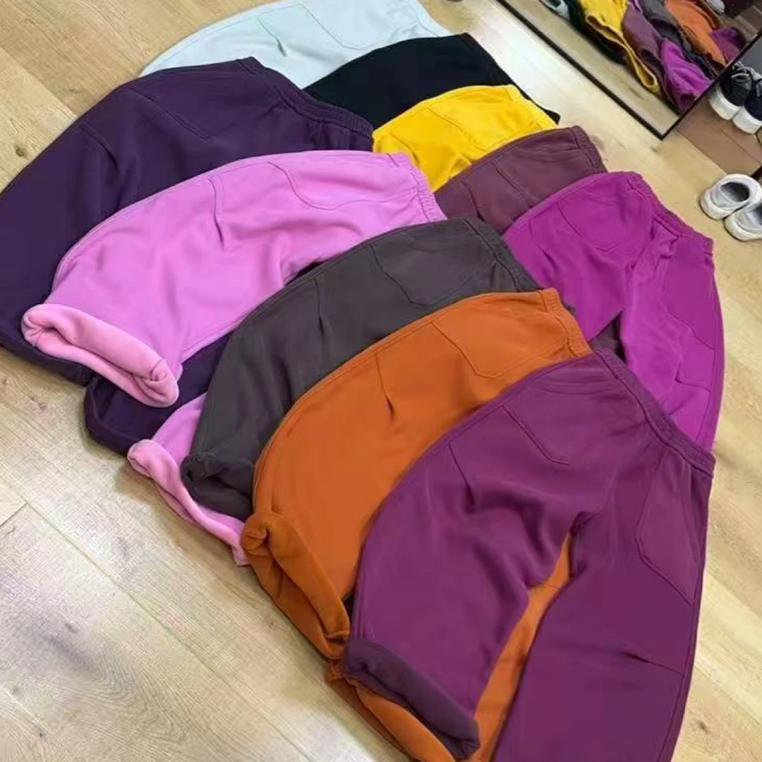 67297冬季新款高品质纯棉加绒水洗卫裤时尚百搭个性宽松百搭洋气