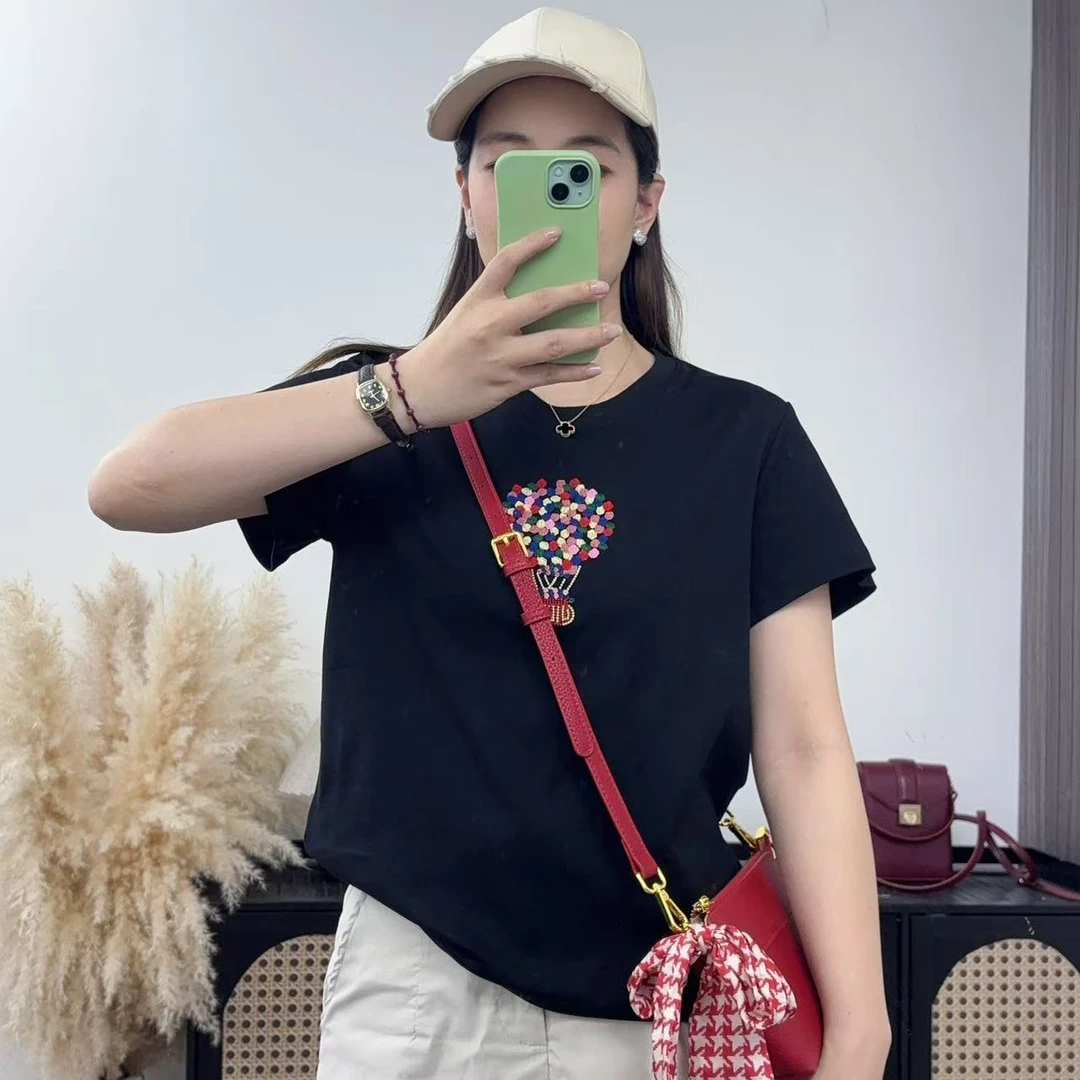 U.Ni【彩色气球】夏季薄款棉正肩宽松T恤