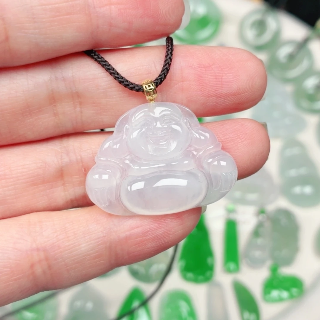 颈饰18K金镶嵌翡翠缅甸天然A货翡翠