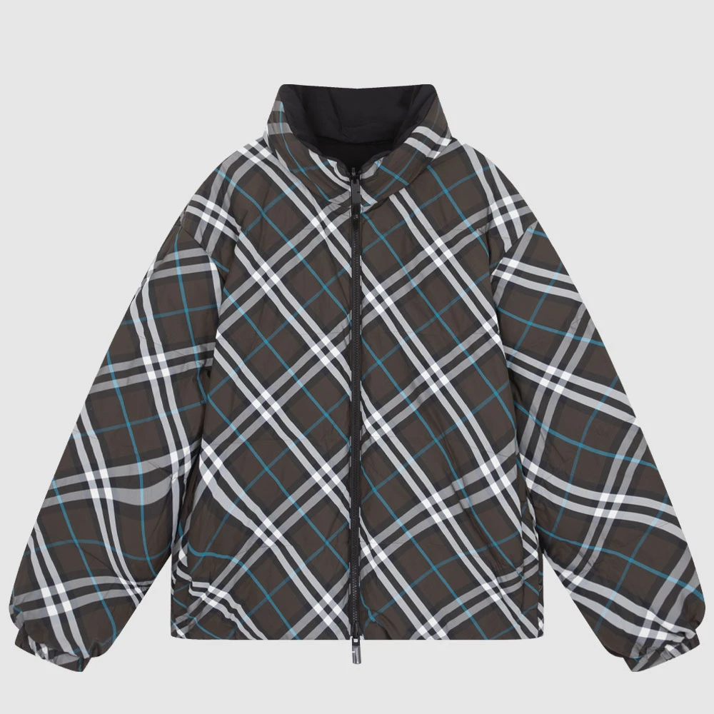 BURBERRY博柏利经典格纹双面穿男鹅绒保暖立领羽绒服外套8094937