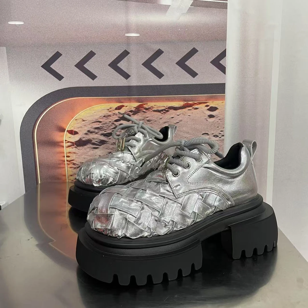 0053新款2025厚底乐福鞋学院风小皮鞋圆头百搭单鞋白色